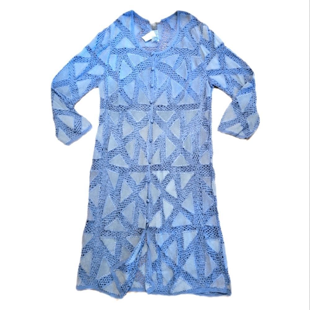 NEW Suede Knit Blue Duster Jacket